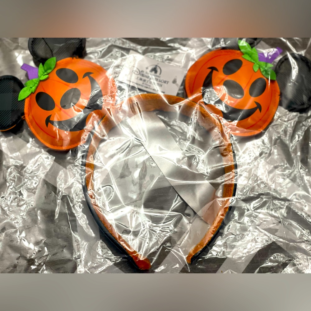 Halloween jack-o’-lantern Mickey ears.